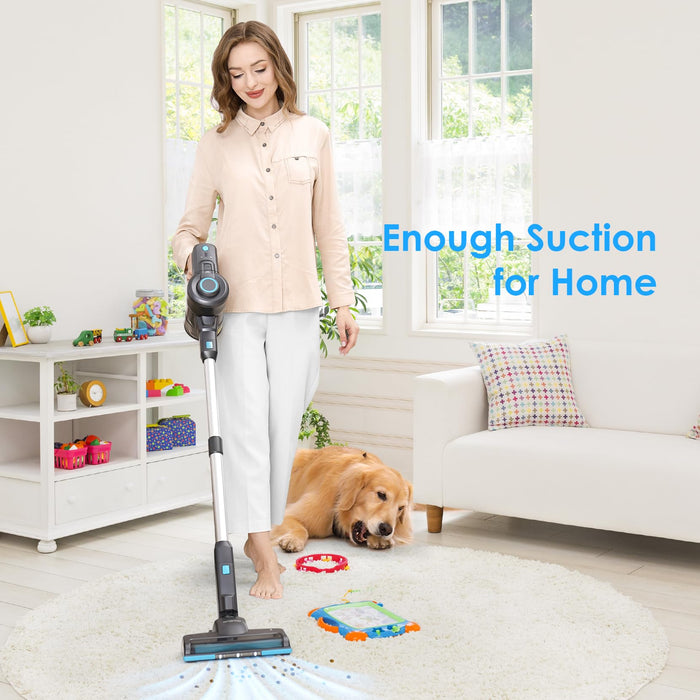 Oraimo Vacuum Cleaner for Home, Self-Standing Cordless Vacuum, 6-in-1 Stick Vacuum with Rechargeable Battery, 35min Max, Lightweight Handheld Vacuum Cordless for Pet Hair Hard Floor Carpet Stair