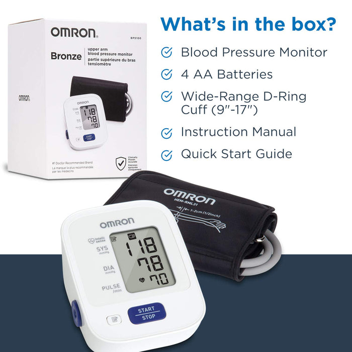 OMRON Bronze Blood Pressure Monitor, Upper Arm Cuff, Digital Blood Pressure Machine, Stores Up To 14 Readings