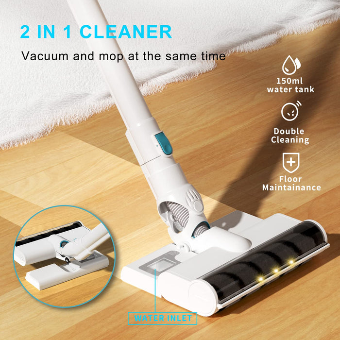 YOKEKON Cordless Stick Vacuum Cleaner - 280W Brushless Motor with 22KPa Powerful Suction for Pet Family, Wet and Dry Lightweight Vacuum Cleaner with 35min Detachable Battery