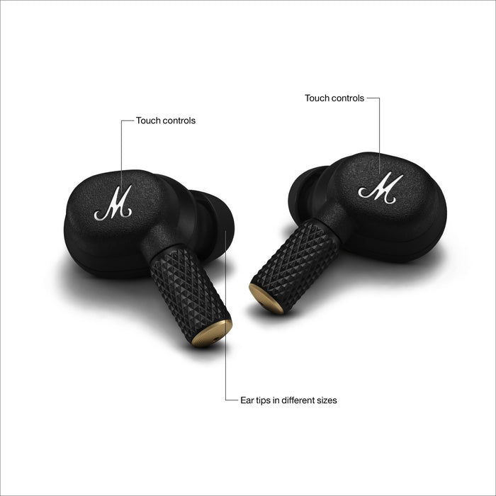 Marshall Motif II True Wireless Active Noise-Canceling Earbuds Headphones, Black