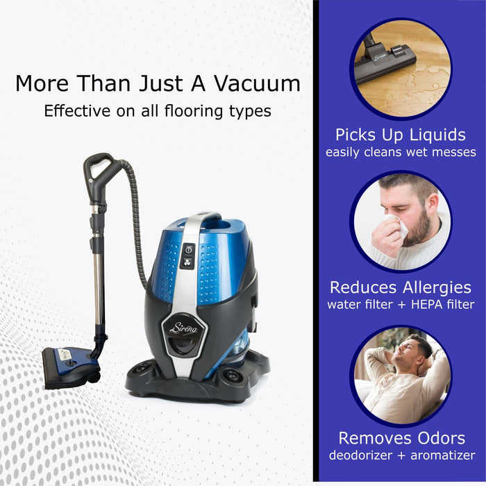 Sirena Bagless Vacuum Cleaner Premium Pack - Water Filtration Vacuum - Bonus 2 Twister Air Purifier, HEPA Filter and Turbo Brush - Wet Dry Vacuum - Hardwood Floor Sweeper and Pet Hair Cleaner