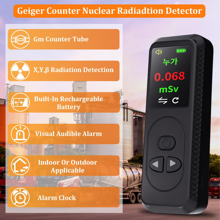 Geiger Counter Nuclear Radiation Detector, High Accuracy Beta Gamma X-Ray Radiation Monitor, Professional Mini Radioactive Dosimeter Digital Radioactive Tester with Sound Light Alarm