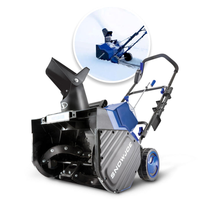 Snow Joe 24V-X2-SB18 18-Inch, 48-Volt IONMAX Cordless Snow Blower Kit (w/ 2 x 4.0-Ah Batteries + Charger), Blue