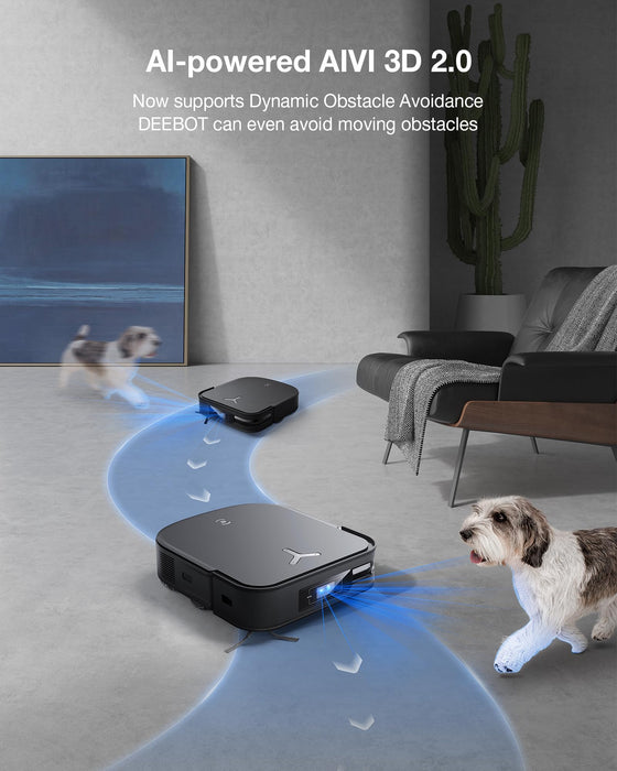 ECOVACS DEEBOT X2 Omni Robot Vacuum and Mop, 8000Pa Suction, 15mm Lift, Omni Station with Hot Water Mop Washing, Self-Emptying, Hot Air Drying, Auto-Refill, Obstacle Avoidance,Black