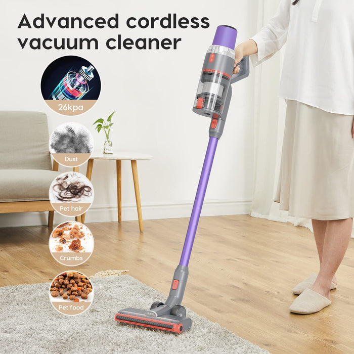 JASHEN V16 Cordless Vacuum Cleaner,Powerful Stick Vacuum with 26Kpa Suction Rechargable battery for Up to 45 min Runtime,10 in 1 350W Handheld Vac Perfect for Carpet Hardwood Floor