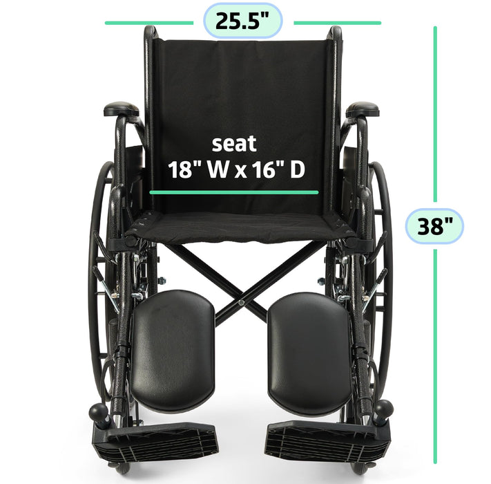 Medline Lightweight Wheelchair for Adults With Swing-Back, Desk-Length Arms, Elevating Leg Rests; 18W" x 16"D Seat