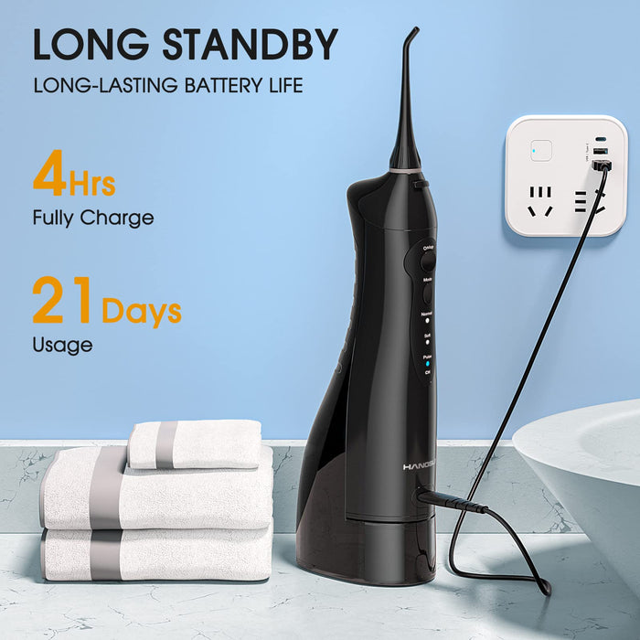 Hangsun Water Flossers for Teeth Cordless Portable Dental Oral Irrigator HOC760 300ML Rechargeable IPX7 Waterproof Water Teeth Cleaner Picks for Home Travel with 8 Jet Tips