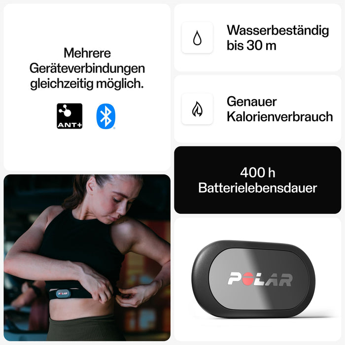 Polar H9 Heart Rate Sensor – ANT + / Bluetooth - Waterproof HR Monitor with Soft Chest Strap for Gym, Cycling, Running, Outdoor Sports