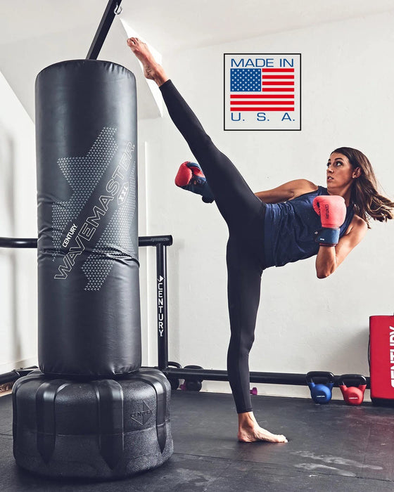 Century Black Wavemaster XXL Free Standing Punching Bag with Stand Adult | Heavy Punching Bag & Kickboxing Bag | Standing Punching Bag with Stand | Martial Arts & Boxing Bag | 69" Height Heavy Bag