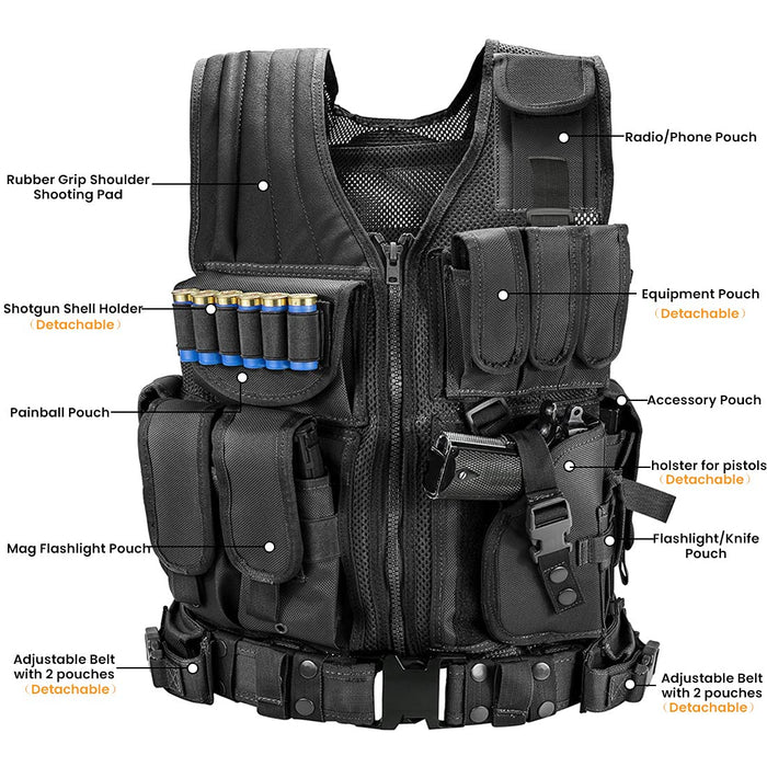 Marmot Tactical Vest Durable Mesh Vest with Detachable Belt & Holster for Subcompact/Compact/Standard Pistol