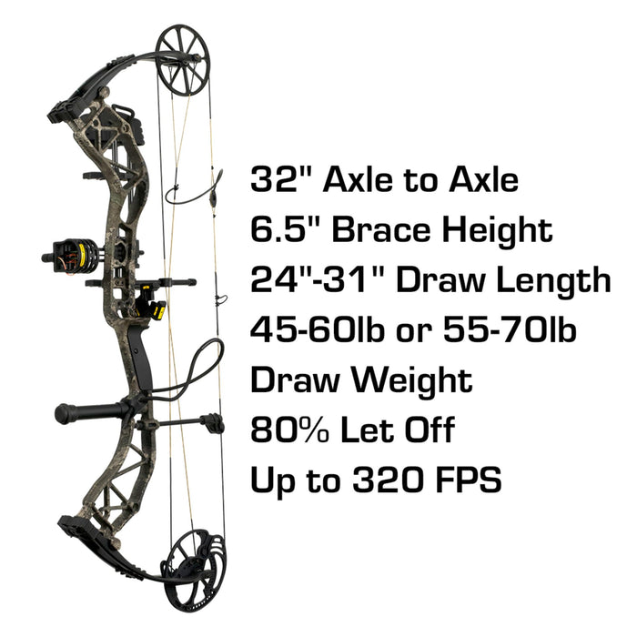 Bear Archery ADAPT Ready to Hunt Adult Compound Bow Package Designed by The Hunting Public, 70 lb. Draw Weight, Right Hand, Throwback Tan