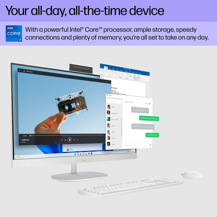 HP 27 inch All-in-One Desktop PC, FHD Display, 13th Generation Intel Core i7-1355U, 12 GB RAM, 512 GB SSD, Intel Iris Xe Graphics, Windows 11 Pro, 27-cr0082 (2023),Black