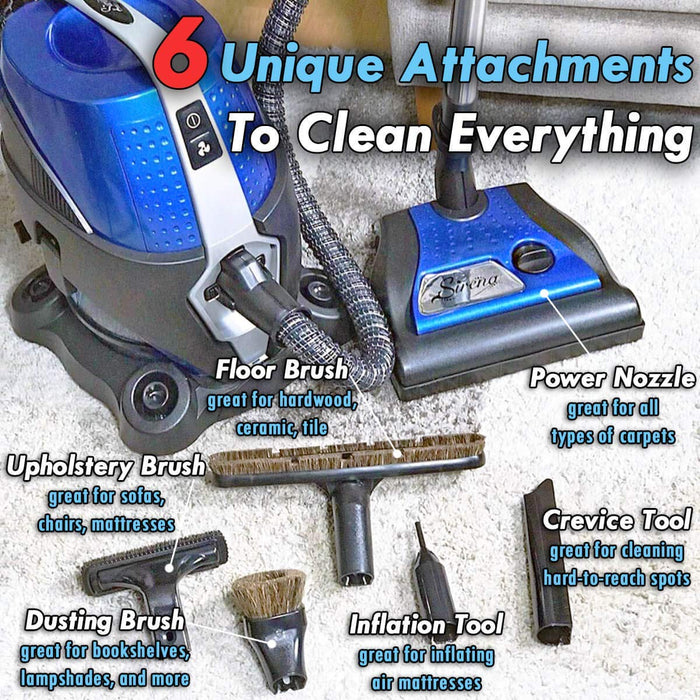 Sirena Vacuum Cleaner – Water Filtration, 2-Speed, Bagless Canister Vacuum Cleaner, Allergy/Pet Pro