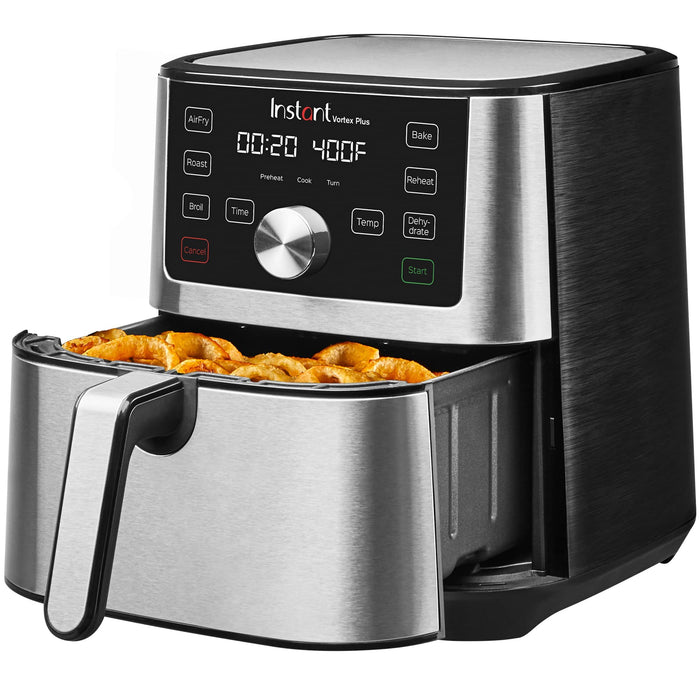 Instant Vortex Plus 6QT XL Air Fryer, 6-in-1, Broils, Dehydrates, Crisps, Roasts, Reheats, Bakes for Quick Easy Meals, 100+ In-App Recipes, Dishwasher-Safe, from the Makers of Instant Pot, Black