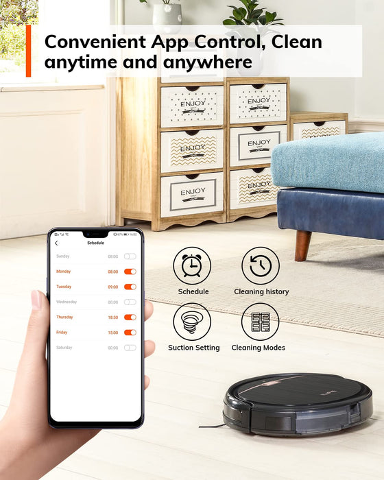 ILIFE A4s Max Robot Vacuum Cleaner, 2000Pa Strong Suction, Wi-Fi Connected, 2-in-1 Roller Brush, Quiet, Automatic Self-Charging Robotic Vacuum Cleaner, Cleans Pet Hair, Hard Floor to Medium Carpets.