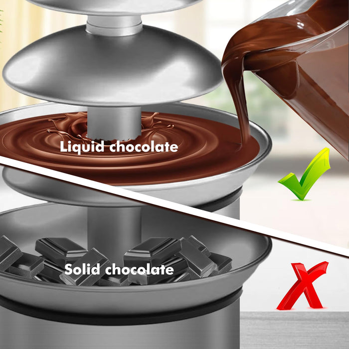 Electric Chocolate Fondue Fountain Machine Stainless Steel 4-Pound Capacity for Chocolate Candy Butter Cheese (4-Tier)