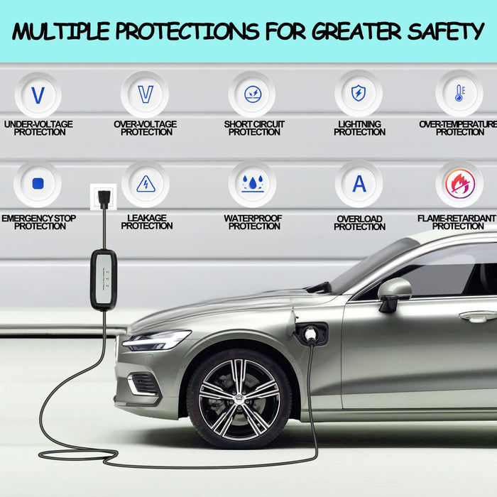 ENERGYGENIE EV Charger, 16Amp 110V/240V Portable Level 1 Level 2 Electric Vehicle Charging Station with NEMA 6-20 Plug & NEMA 5-15 Adapter for J1772 Electric Cars