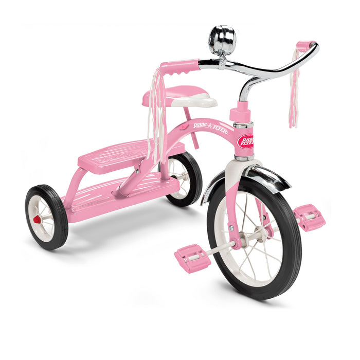 Radio Flyer Classic Pink Dual Deck Tricycle Ride On, 31.5L x 24.5W x 21.5H in.