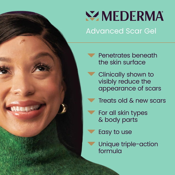 Mederma Advanced Scar Gel, Treats Old and New Scars, Reduces the Appearance of Scars from Acne, Stitches, Burns and More, 50 Grams