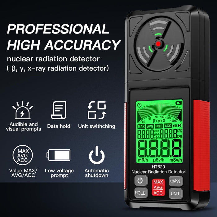 Geiger Counter Nuclear Radiation Detector,Electromagnetic Radiation Gamma X-ray Detection Meter,Portable Radiation Dosimeter with LCD Display