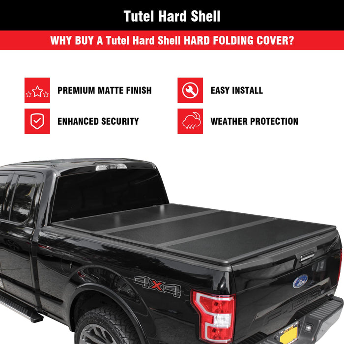 Tutel Hard Shell Folding Truck Bed Tonneau Cover|Fits 2015-2024 Ford F150 5'5"Bed (66")