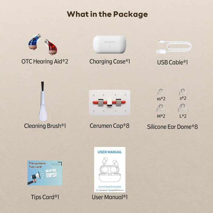 Hearing Aids (Not Amplifiers), Vivtone Rechargeable Digital Hearing Aids with 16-Channel Sound Processing for Superior Sound Quality, Over-the-Counter Hearing Solution for Hearing Loss, SuperMini-br