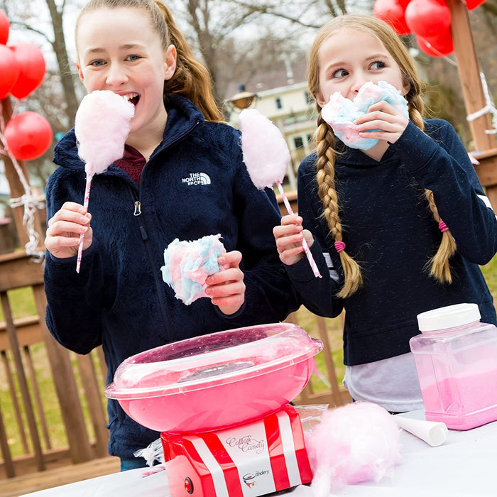 The Candery Cotton Candy Machine - Bright, Colorful Style- Makes Hard and Sugar Free Candy, Sugar Floss, Homemade Sweets for Birthday Parties - Includes 10 Cones & Scooper