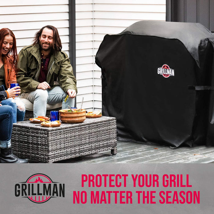 Grillman Large Rip-Proof Waterproof BBQ Grill Cover, 58"L x 24"W x 48"H, Black