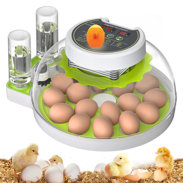 18 Egg Incubator for Hatching Eggs With Automatic Turner and Humidity Control, Quail Egg Hatching Incubator 360°View, Suitable for Chicken Duck and Other Poultry