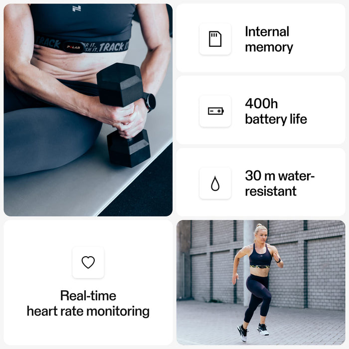 Polar H10 Heart Rate Monitor – ANT + , Bluetooth - Waterproof HR Sensor with Chest Strap - Built-in memory, Software updates - Works with Fitness apps, Cycling computers, Sports and Smart watches