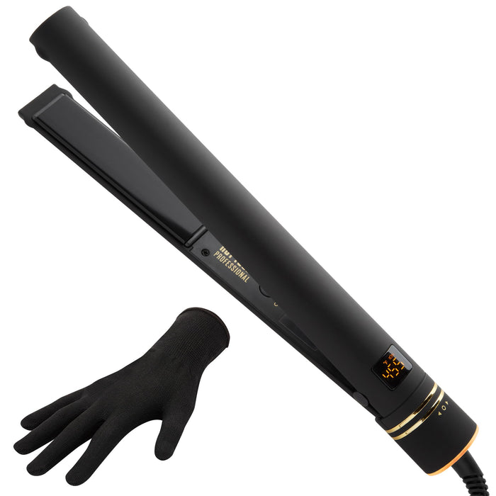 Hot Tools Pro Artist Black Gold Evolve Ionic Salon Hair Flat Iron | Long-Lasting Finish for Straightening Hair, (1 in)