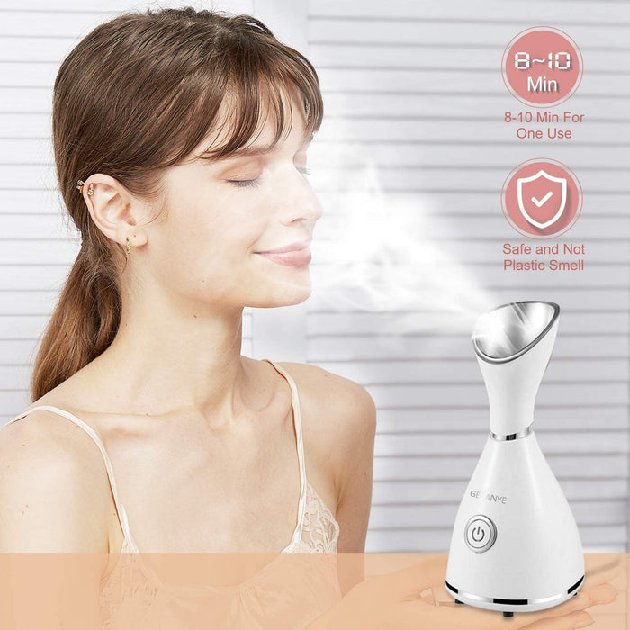 GETANYE Nano Ionic Face Steamer - 10X Penetration for Facial, Unclogs Pores, Moisturizing Spa Humidifier with Free Blackhead Remover Kit, Hair Band, Face Brush