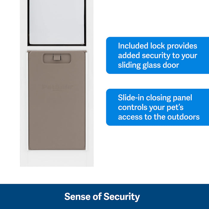 PetSafe 1-Piece Sliding Glass Pet Door for Dogs and Cats - Adjustable Height 75 7/8" to 81"- Large, White, No-Cut DIY Install, Aluminum Patio Panel Insert, Great for Renters or Seasonal Installation