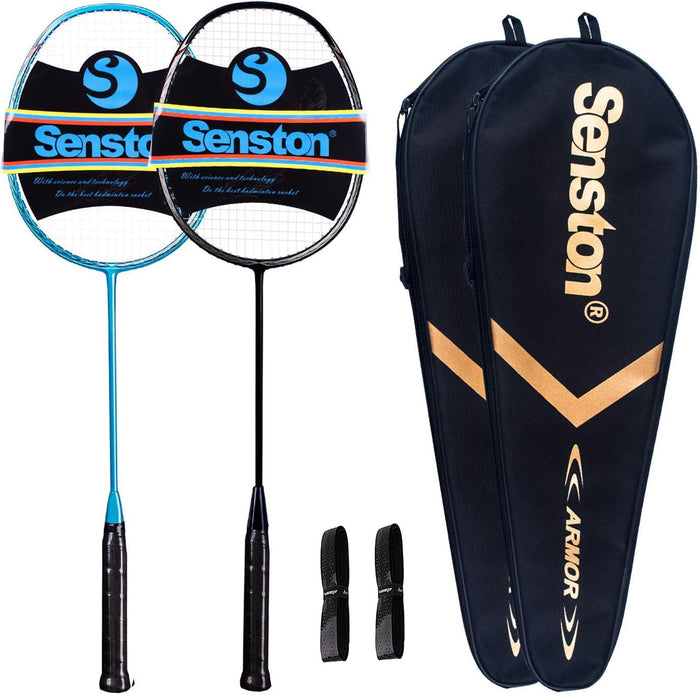 Senston N80-2 Pack Badminton Racquet, Professional Full Carbon-Fiber Badminton Rackets Set with Grip