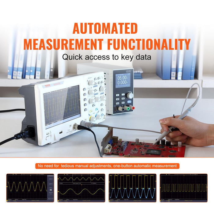 VEVOR Digital Oscilloscope, 1GS/S Sampling Rate, 100MHZ Bandwidth 2 Channels Portable Oscilloscope with 7-inch Color Screen, 30 Automatic Measurement Functions for Electronic Circuit Testing DIY……