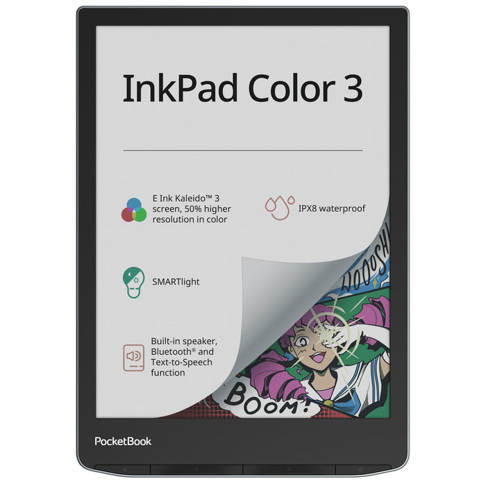 PocketBook InkPad Color 3 E-Book Reader | Enhanced 7.8'' Color E-Paper E-Ink Screen | Eye-Friendly E-Reader for Comics | SMARTlight | Audiobooks & Text-to-Speech | Bluetooth® & Built-in Speaker