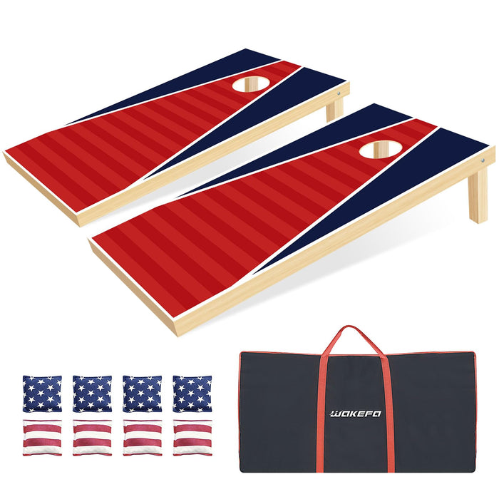 3x2 ft Cornhole Board Set - Solid Wood with 8 Bean Bags & Case, For Backyard, Beach, Park