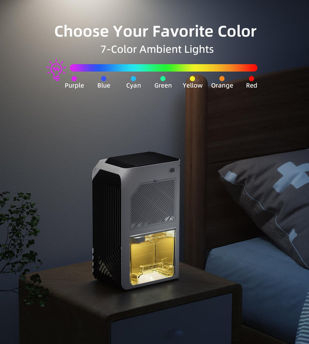 Dehumidifier, 88 oz Water Tank, Portable Dehumidifier for Bedroom, Quiet Dehumidifiers for Home, Bathroom, Basement, RV, Closet, 7 Colors LED Lights, Auto Shut Off