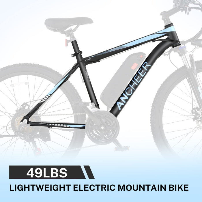 ANCHEER Electric Bike for Adults, [Peak 750W Motor] Electric Mountain Bike, 26" Sunshine Commuter Ebike, 55 Miles 22MPH Electric Bicycle with 48V/374Wh Battery, LCD Display, 21Speed, Front Suspension