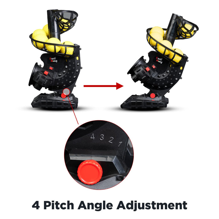 Furlihong Upgraded Electronic Baseball Pitching Machine, Adjustable Angles & Speed, AC Adapter or Battery Powered, Comes with 8 Dimpled Balls, for Batting and Fielding Practice of Low Level