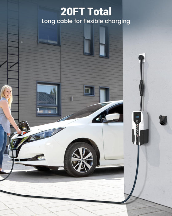 GODIAG Level 1+2 EV Charger - ETL Certified, 110V-240V, 16 Amp, 20ft Cable, Portable Electric Car Charger with NEMA 6-20 & NEMA 5-15 Plug for J1772 EVs and PHEVs