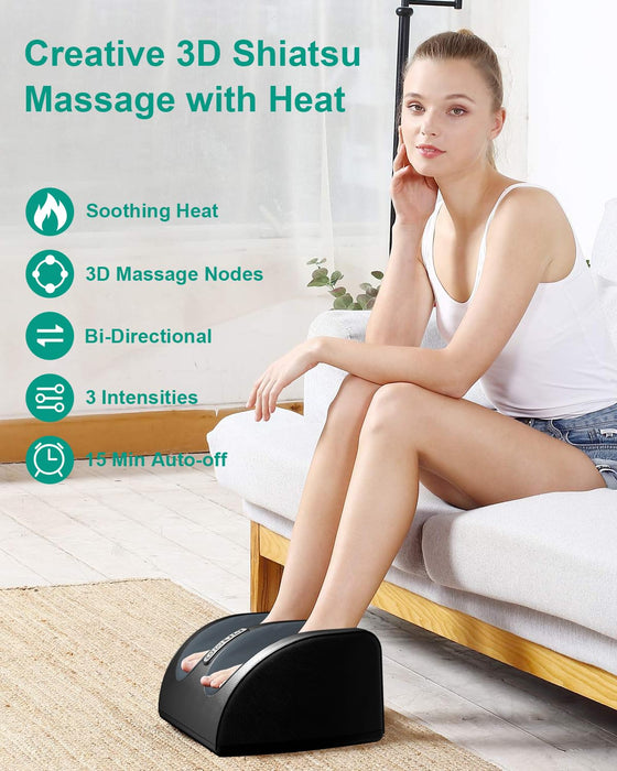 LINGTENG Shiatsu Foot Massager Machine with Heat, Foot and Calf Massager with Massage Roller, Deep Tissue Massager for Foot Massage and Calf Massage, Gifts for Mom & Dad