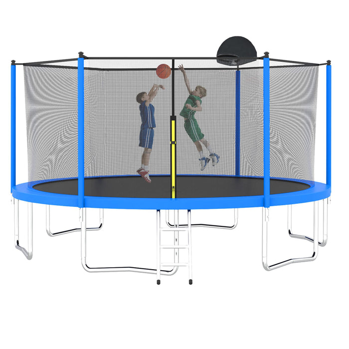 Evedy Outdoor Trampoline for Kids and Adults, 12FT Trampoline with Basketball Hoop - ASTM Approved Reinforced Enclosure, Recreational Trampolines with Ladder Backyard Jumping Trampoline Tranpoline