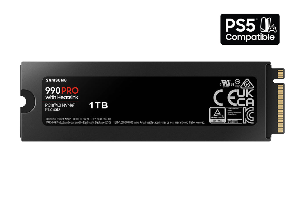 SAMSUNG 990 PRO w/ Heatsink SSD 1TB PCIe 4.0 M.2 Internal Solid State Hard Drive, Fastest Speed for Gaming, Heat Control, Direct Storage and Memory Expansion, Compatible Playstation5, MZ-V9P1T0CW