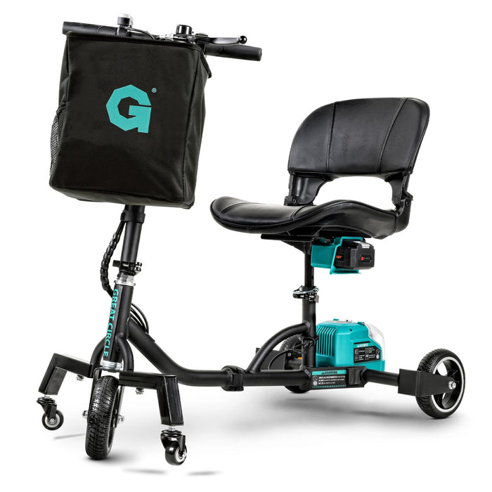 G 3 Wheel Folding Mobility Scooter Basic - Electric Powered, Airline Friendly - Long Range Travel w/ 2 Detachable 48V Lithium-ion Batteries and Charger Max Load of 275lbs