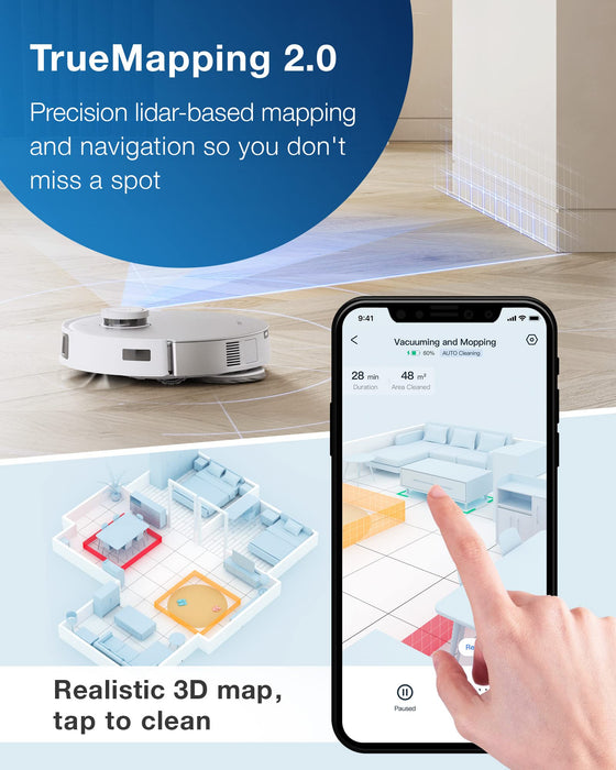 ECOVACS DEEBOT T20 Omni Robot Vacuum and Mop,Hot Water Mop Washing,Auto Hot Air-Drying,9mm AutoMop Lifting,Dual Spinning Mops,Self-Emptying,6000Pa Suction,Obstacle Avoidance,YIKO Voice Assistant,White