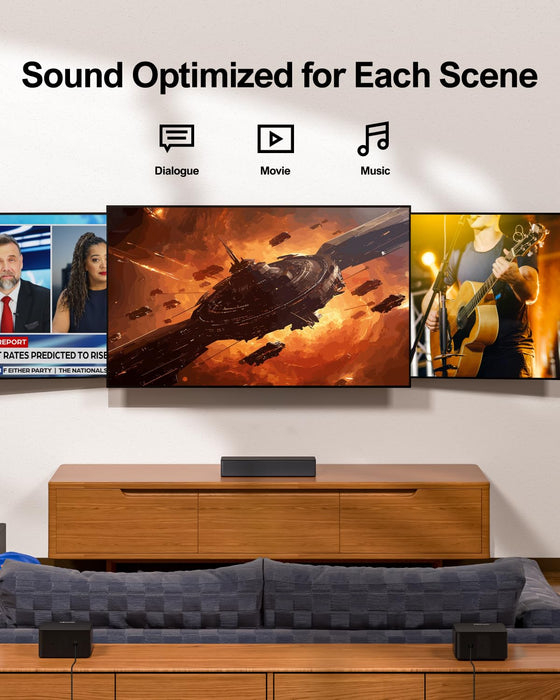 ULTIMEA 5.1 Sound Bar Compatible with Dolby Atmos, Peak Power 410W, Surround Sound System for TV with Subwoofer, Sound Bar for Smart TV, Surround and Bass Adjustable Home Theater, Poseidon D60