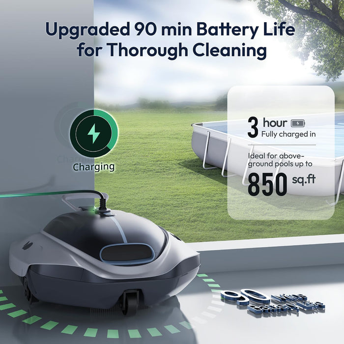 Bubot 300P Robotic Pool Cleaner – Cordless Pool Vacuum with Industry Leading Suction Power, Bluehole Tech, DirtLock Tech, Smart Sensor, Self-Parking for Above Ground Flat Pools Up to 850 Sq.ft