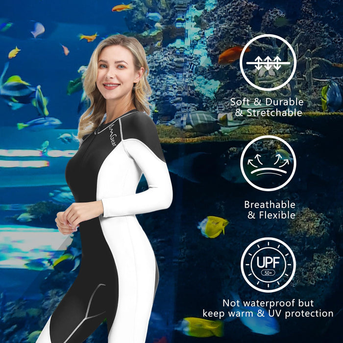 OMGear Diving Skin for Women Men Full Body Swimsuit UV Protection Rash Guard One Piece Swimwear for Swimming Kayaking Surfing Snorkeling Diving Rafting(Black.M)