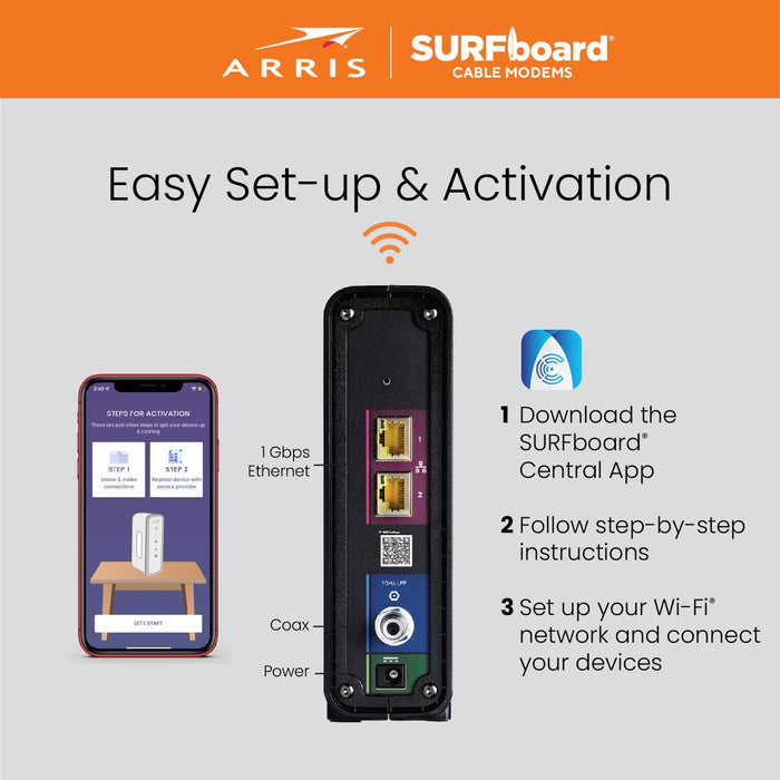 ARRIS SURFboard SBG10 DOCSIS 3.0 16 x 4 Gigabit Cable Modem & AC1600 Wi-Fi Router , Comcast Xfinity, Cox, Spectrum, 400 Mbps Max Internet Speeds